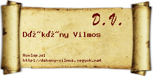 Dékány Vilmos névjegykártya
